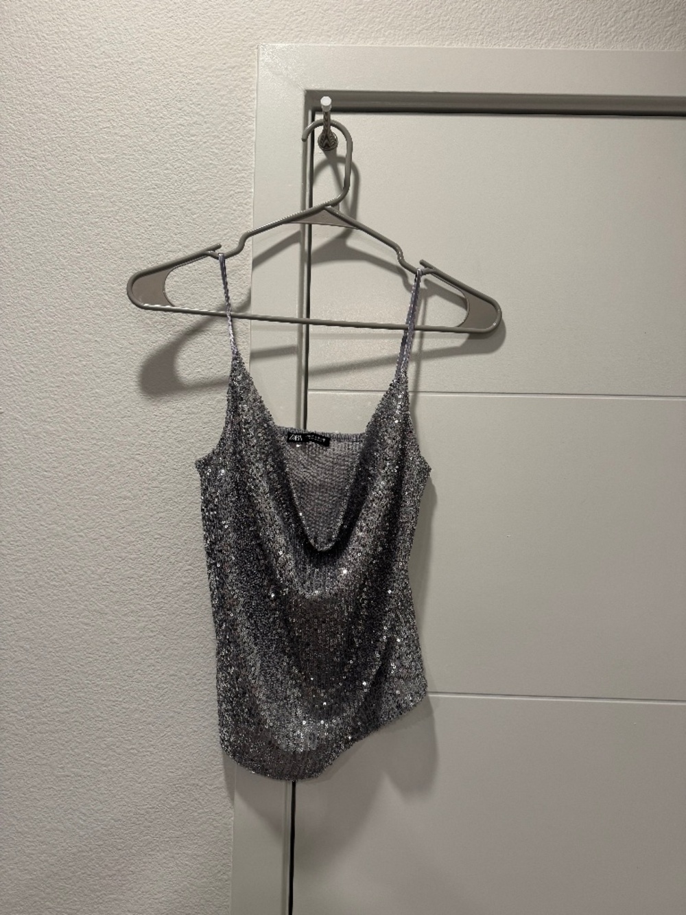 GREY SEQUINS TANK TOP